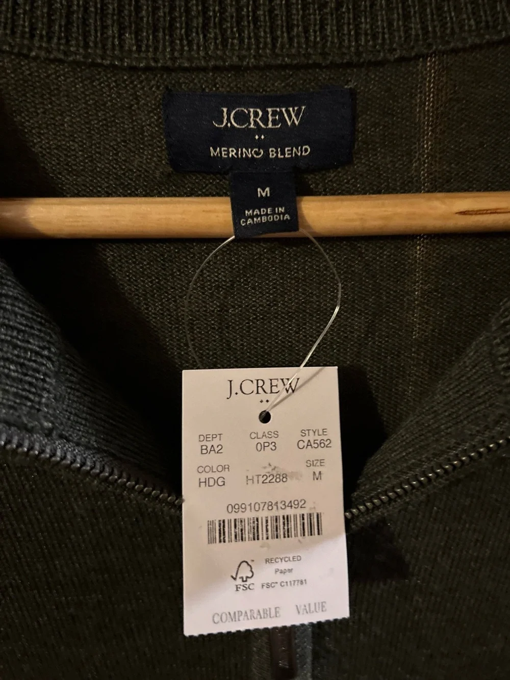 J. Crew Men’s Charcoal Quarter Zip Sweater